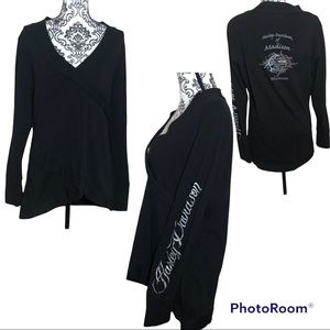 Harley Davidson Ruffle Wrap Long Sleeve Motorcycle Shirt